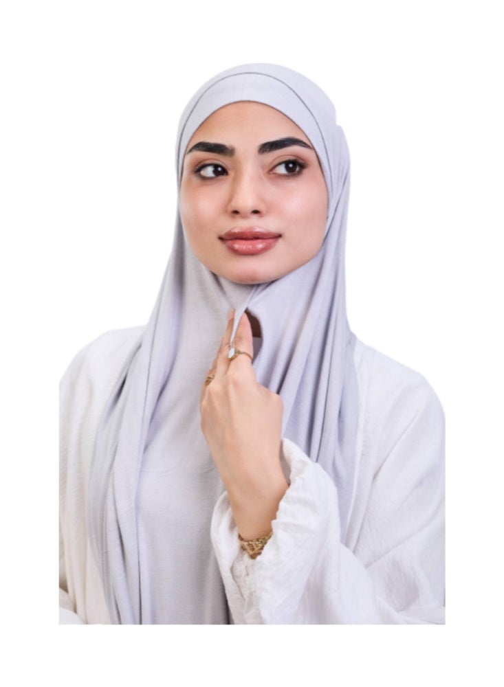 طرحة الجيل القطن الفاخرة ببندانة رباط مريحة - طول 2 متر، عرض 60 سم - ألوان سادة، خامة جيل بيور قطن 100% بدون خياطة. - Image 2